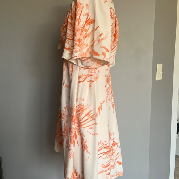 JOIE Floral Bow Detail Printed Short Sleeve V Neck A-line Hi-Lo Cocktail Dress - Picture 10 of 15